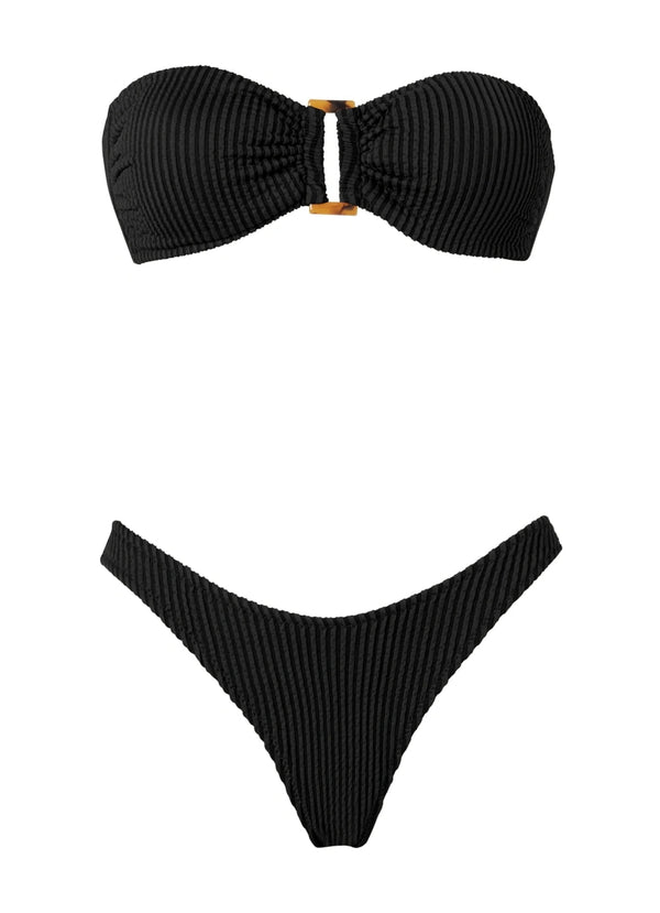 - Melita Bandeau Bikini Curly Black Apoella