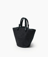 Mini Totes Callista Crafts Mini Cassia Tote Black Leather & Straw O/S Apoella