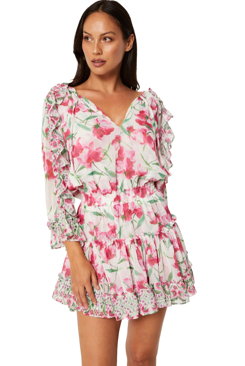 Misa Los Angeles Eliza Paneled Mini Dress Spring Fuchsia Mix Apoella