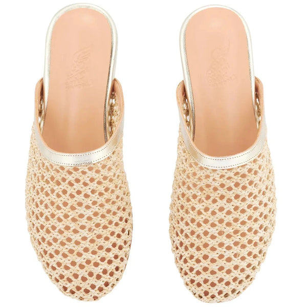 Mules Ancient Greek Sandals Slipper Raffia Mules Platinum/Natural Apoella