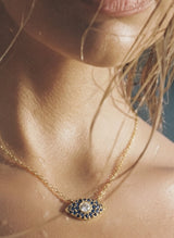 Necklaces ASTRA Large Oval Evil Eye Necklace Gold-Navy-White O/S Apoella