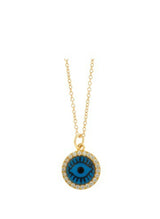 Necklaces Ileana Makri Blue Eye Crystal Necklace White Zircon Gold Plated O/S Apoella