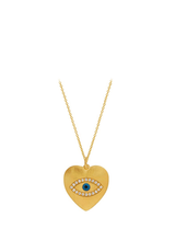 Necklaces Ileana Makri Love Heart Zircon Eye Large Necklace Blue Eye Gold Plated O/S Apoella