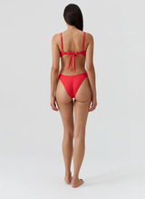 Noto Bikini Bottom Red Ribbed