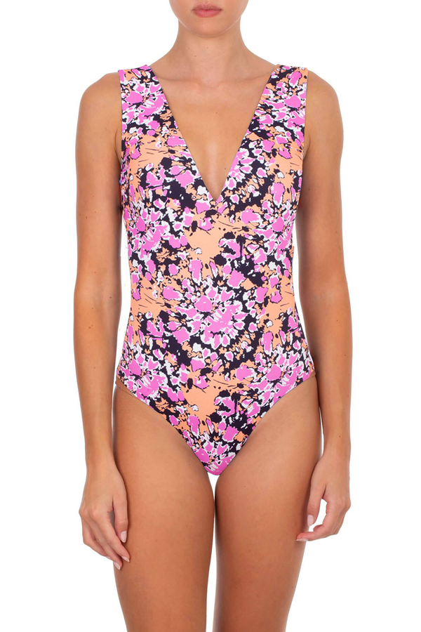 One-Piece Emmanuela Swimwear Amber V Neck One-piece Pink/Orange/Black Apoella