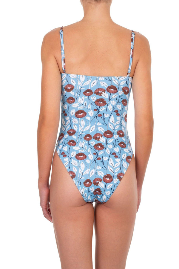 One-Piece Emmanuela Swimwear Daisy Strap One-piece Blue/white Flowers Apoella