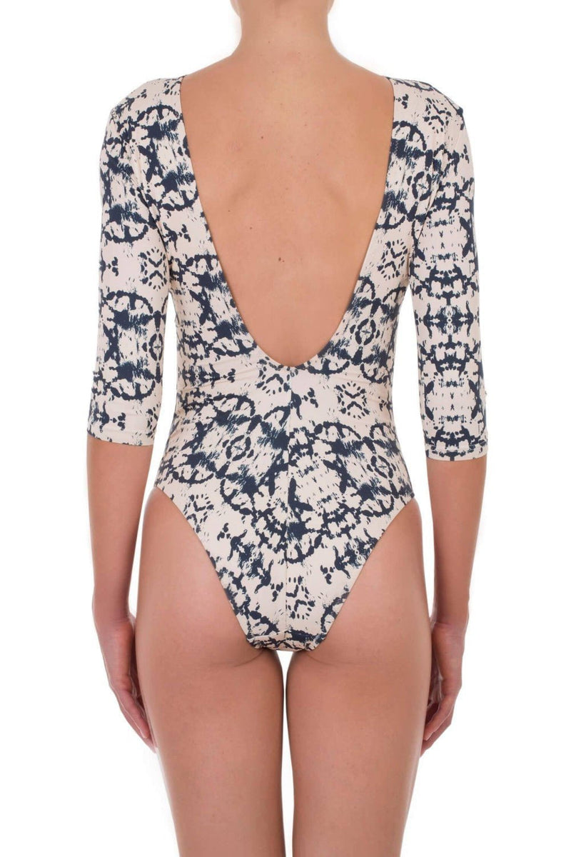 One-Piece Emmanuela Swimwear Emmaline Long Sleeve One-piece White/Blue Apoella