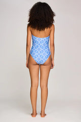 One-Piece Heidi Klein Mykonos U Bar Halterneck One Piece Sky Blue/White M / Sky Blue White Apoella