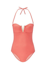 One-Piece Heidi Klein Tortola V-bar Bandeau One Piece Coral Apoella