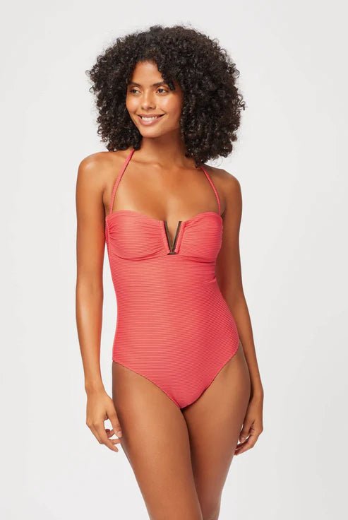 One-Piece Heidi Klein Tortola V-bar Bandeau One Piece Coral Apoella