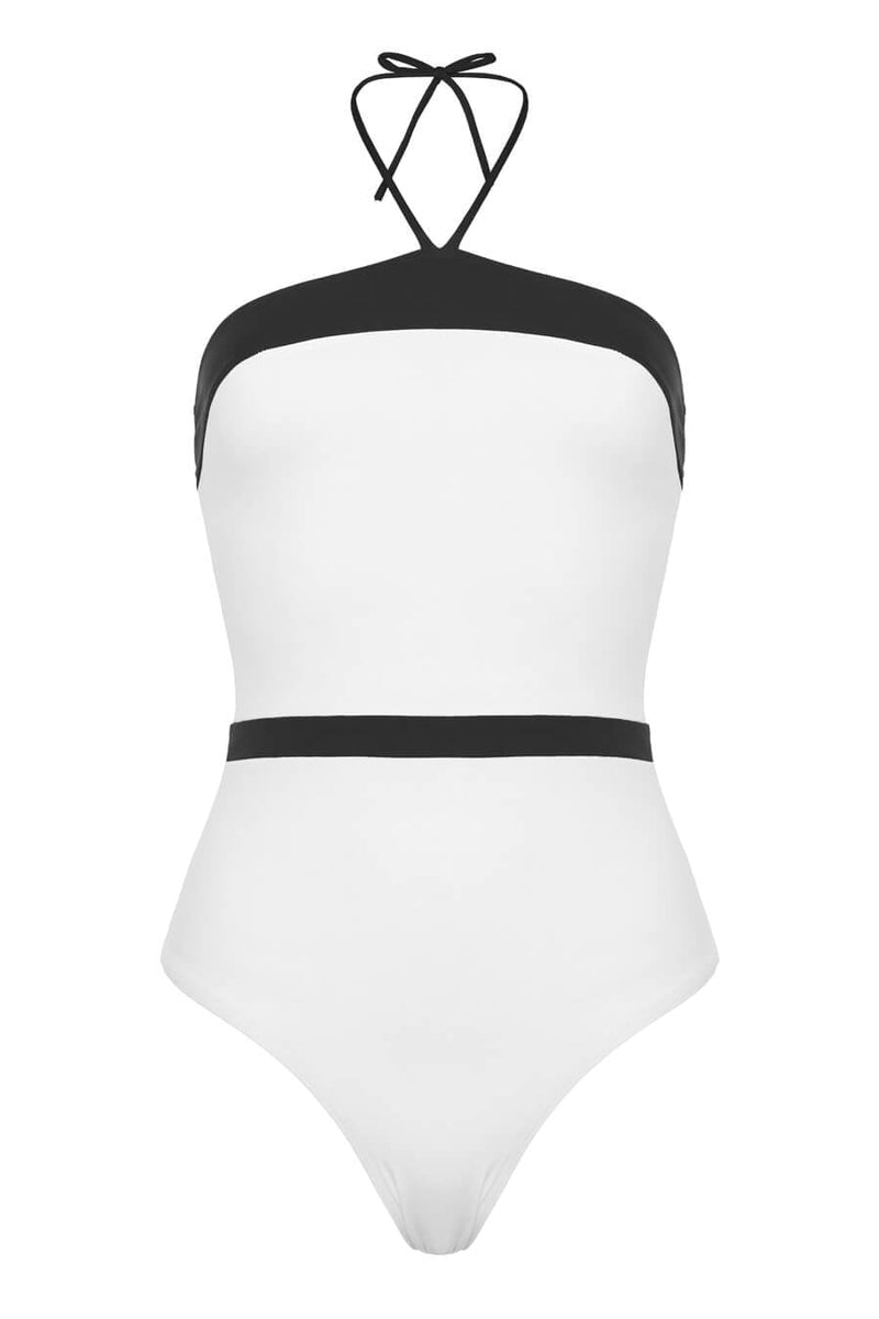 One-Piece Kiohne Lagoon Halter Neck One Piece White/Black Apoella