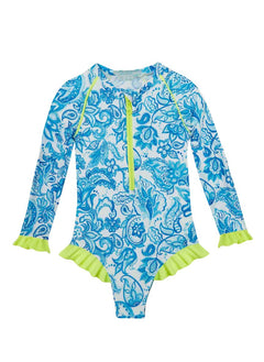 One-Piece Marie Raxevsky Long Sleeve Zip Ruffles Surf Suit Cycladic Apoella