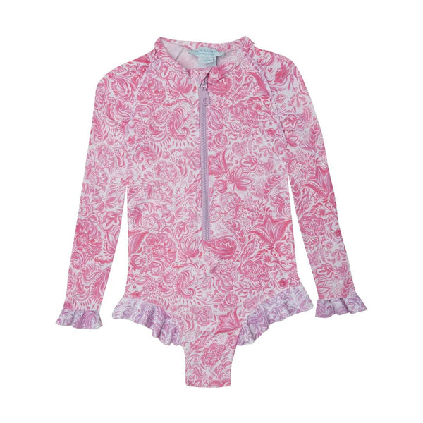 One-Piece Marie Raxevsky Long Sleeve Zip Surf Suit Paisley Pink Apoella