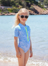 One-Piece Marie Raxevsky Short Sleeve Zip Surf Suit Iris Apoella