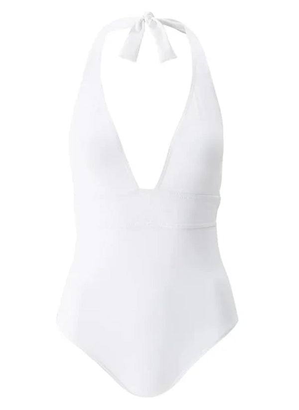 One-Piece Melissa Odabash Andros Halter V Neck One Piece White Apoella