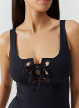 One-Piece Melissa Odabash London Lace Up One Piece Black Apoella
