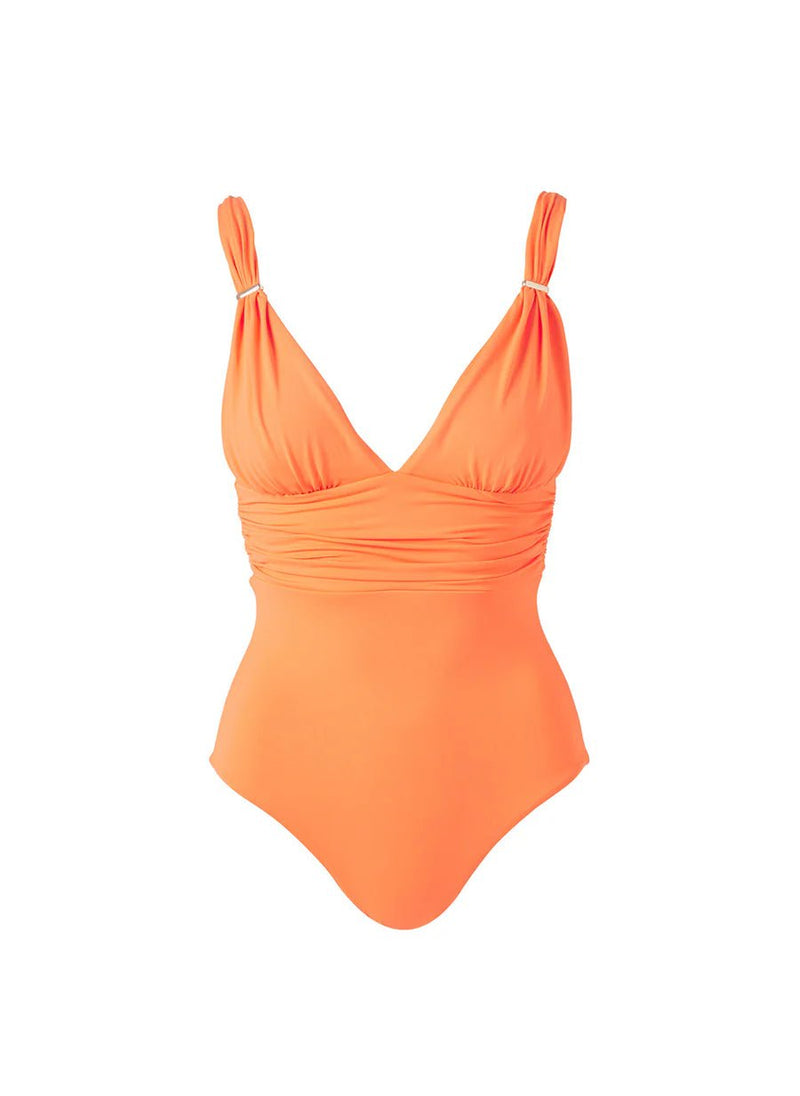 One-Piece Melissa Odabash Panarea Over The Shoulder Ruched One-Piece Orange Apoella