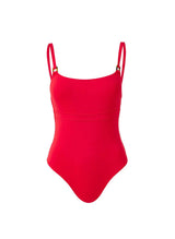 One-Piece Melissa Odabash St. Lucia Strap Tortoiseshell Detail One Piece Red Apoella