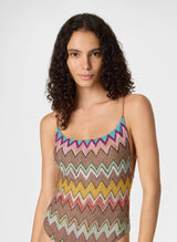 One-Piece Missoni One-piece Swimsuit in Lamé Viscose with Macro Zigzag Pattern 42 EU / Multi Apoella