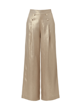 Pants Ancient Kallos Helios High Waist Golden Linen Trousers Gold Apoella