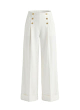 Pants Ancient Kallos Sailor High-waisted Cotton Denim Trousers White Apoella