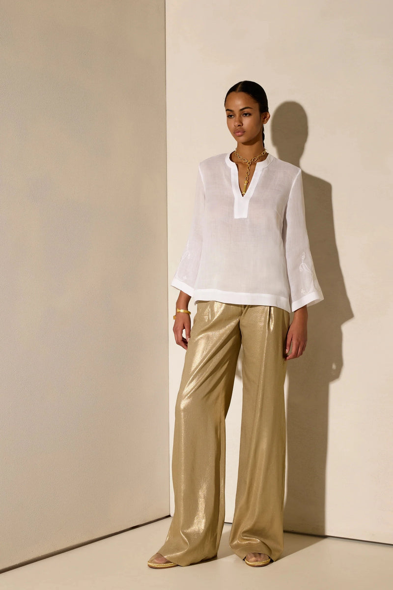 Pants Ancient Kallos Sailor Linen Pants Gold Apoella