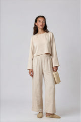 Pants APLA Beta Wrinkle Pants Ecru Apoella