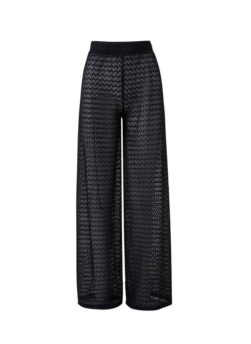 Pants Melissa Odabash Sienna Elasticated Waist Flared Knit Pants Black Apoella