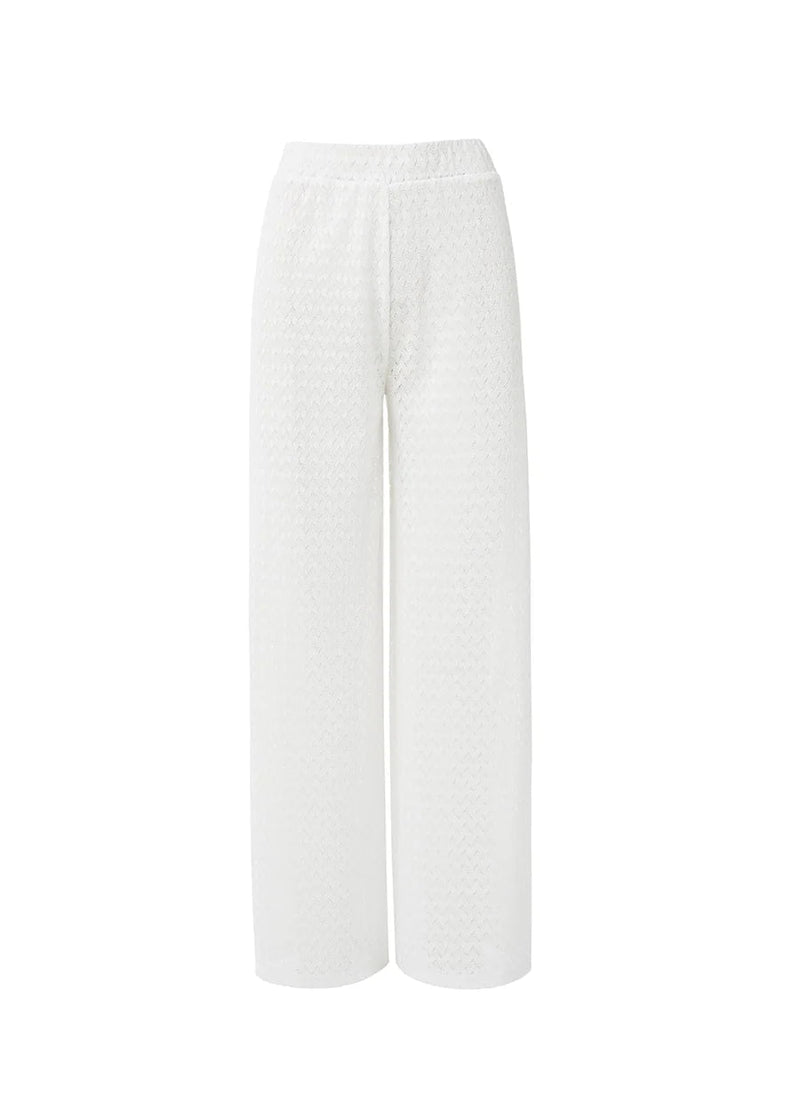 Pants Melissa Odabash Sienna Elasticated Waist Flared Knit Pants White Apoella