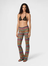 Pants Missoni Flared Pants in Lamé Viscose with Micro Black Zigzag Pattern 44 / Multi Apoella