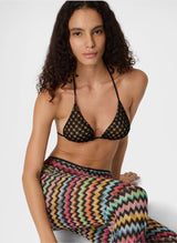 Pants Missoni Flared Pants in Lamé Viscose with Micro Black Zigzag Pattern 44 / Multi Apoella