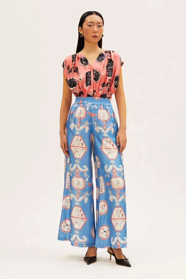 Pants RIANNA + NINA Tependris Pants Fyori Silk Olympic Blue Apoella