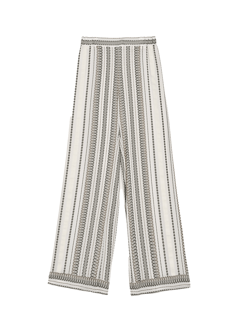 Pants Zeus n Dione Abaton Cropped Textured Silk Pants Khaki/Ivory Apoella