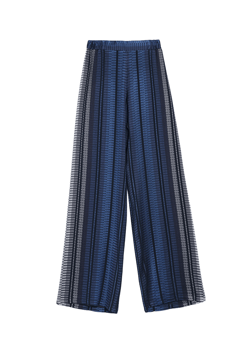 Pants Zeus n Dione Alcestes Cropped Textured Silk Pants Navy Blue Apoella