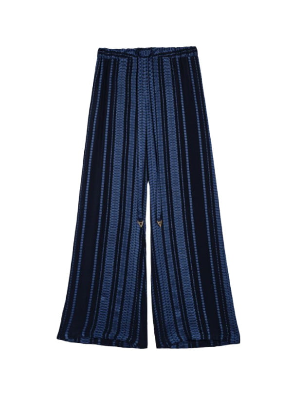 Pants Zeus n Dione Alcestes Textured Silk Wide Leg Pants Navy Apoella
