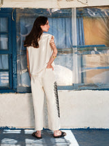 Pants Zeus n Dione Cypress Loose Embroidered Pants Ivory Apoella