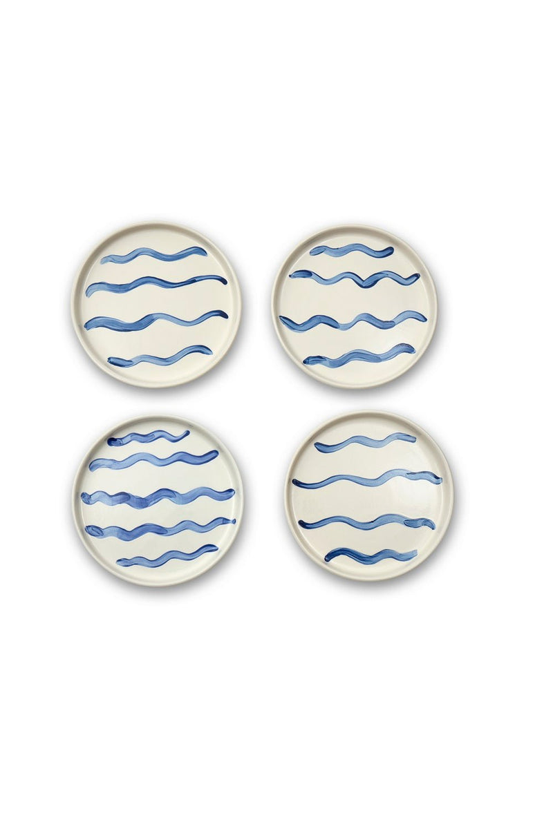 Plates Rhea Kalo Aegean Waves Rim Plate Set O/S Apoella