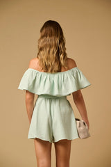 Playsuit APOELLA Artemis Off Shoulder Playsuit Mint Apoella