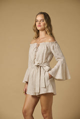 Playsuit Apoella Electra Linen Off Shoulder Playsuit Beige Apoella