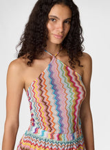 Playsuit Missoni Halter Short Jumpsuit Lamé Viscose with Pixel-effect Zigzag Pattern Apoella