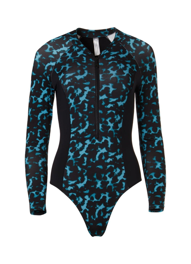 - Polly Long Sleeve One Piece Lycra Blots Blue Apoella