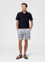 Polos Missoni Jacquard Cotton Polo Shirt Blue Zigzag Apoella