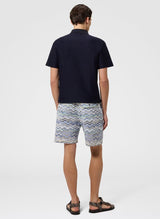 Polos Missoni Jacquard Cotton Polo Shirt Blue Zigzag Apoella