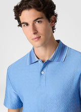 Polos Missoni Jacquard Cotton Polo Shirt Light Blue Zigzag Apoella