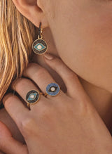Rings ASTRA Round Evil Eye Ring Gold-Black-Turquoise-White O/S Apoella