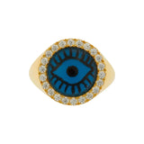 Rings Ileana Makri Blue Eye Chevalier Ring Zircon Gold Plated O/S Apoella