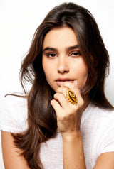 Rings Sylvia Toledano Third Eye Ring Tiger Eye/yellow Onyx O/S Apoella