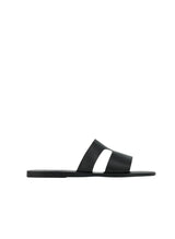 Sandals Ancient Greek Sandals Apteros Leather Slide Sandals Black Apoella