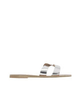 Sandals Ancient Greek Sandals Desmos Leather Slide Sandals Silver Apoella