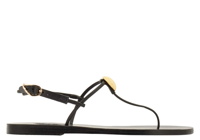 Sandals Ancient Greek Sandals Dimitra Bee Single Strap Sandals Black Apoella